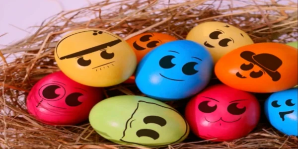 Easter Mishaps Banner: Tater and Tate sanding behind a blue background, Tater with a bunny mask on his face holding up an egg, with a crack in the middle while Tate is eatting one the eggs with four more in his other arm.
