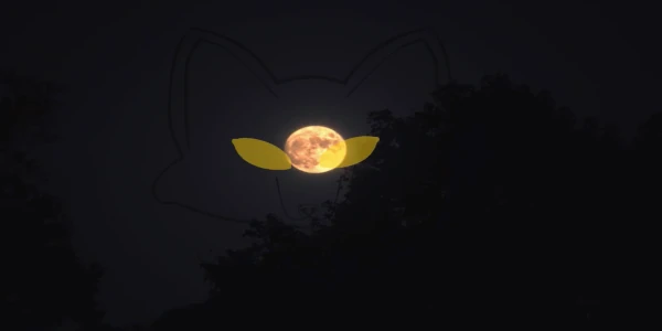 Werewolves in Idaho banner: An silhouette of a wolf head on a dark background, The head has an grey outline and a pair of bright yellow eyes.